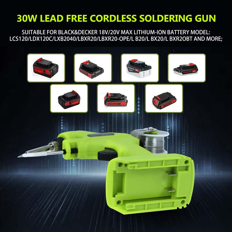 30W Lead Free Cordless Soldering Gun Powered by Black+Decker Battery -  Powuse