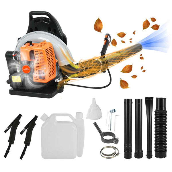 63CC 2-Stroke 665CFM 205MPH Backpack Gas Leaf Blower with 1.7L Fuel Tank