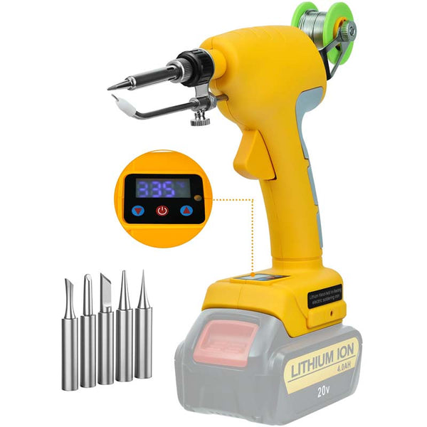 75W LCD Upgraded Handheld Cordless Soldering Iron Kit for Dewalt 20V Max Battery Powered Soldering Gun with 0.04" Solder Wire + 5Pcs Solder Tips