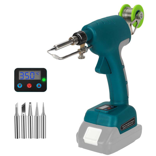 75W LCD Upgraded Handheld Cordless Soldering Iron Kit for Makita LXT 18V Battery Powered Soldering Gun with 0.04" Solder Wire + 5Pcs Solder Tips