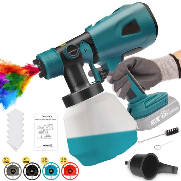 Handheld Cordless Paint Sprayer Brushless HVLP Paint Spray Gun Powered by Makita LXT 18V Battery with 1000ML Container