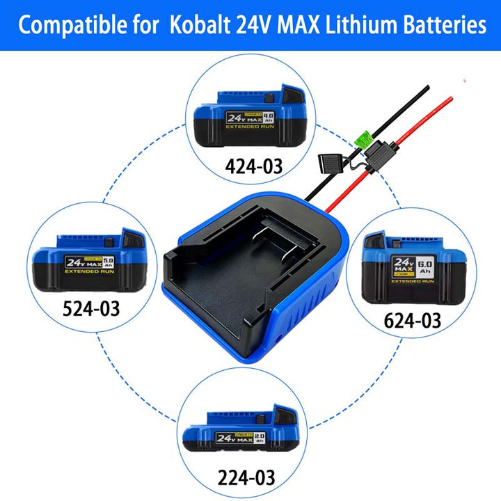 Kobalt 24V Battery Power Wheels Adapter with Switch & Fuse | Powuse