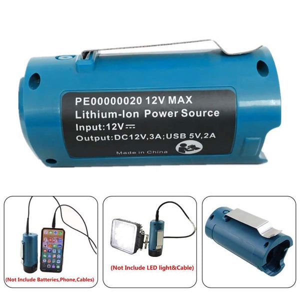 12V Max Portable Power Source for Heated Jackets USB Charger Adapter for Makita 10.8V/12V Li-ion Battery BL1013