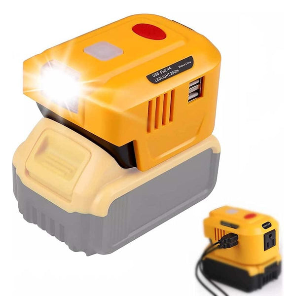 150W Portable Power Source Supply Powered by Dewalt 20V Max Li-ion Battery Inverter Generator with 120V AC Outlet & Dual USB & 200LM LED Light