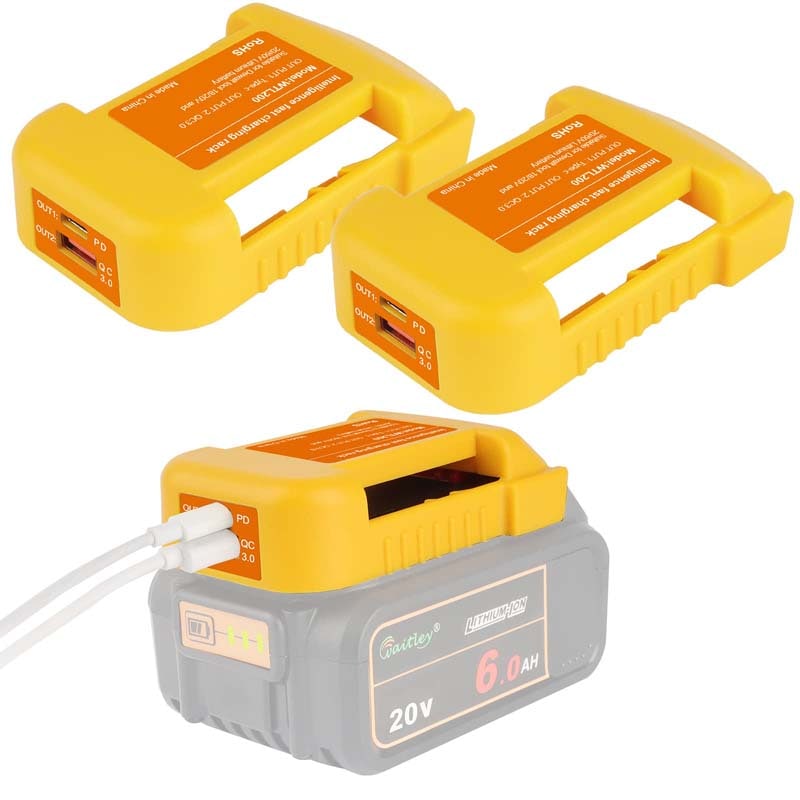 2-Pack Dewalt 20V Battery Holder USB Charger Adapter with Type-C