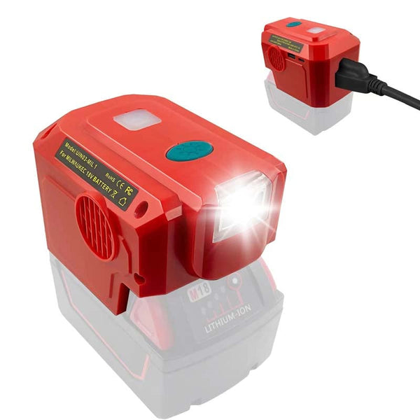 200W Power Source Supply Powered by Milwaukee 18V M18 Li-ion Battery Power Inverter Portable Power Station w/LED Light & USB & Type-C & 120V AC Outlet