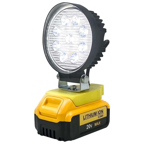 2700LM 27W 4" Circular Cordless LED Worklight Powered by Dewalt 20V Max Li-Ion Battery Floodlight Spotlight Jobsite Light with Pivoting Head