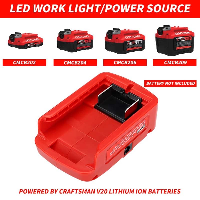 Craftsman 20V Battery Power Source USB Charger Adapter w/LED Light Powuse