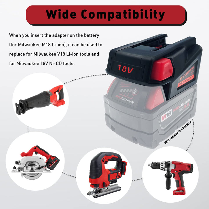 Milwaukee M18 to Milwaukee V18 Battery Adapter | Powuse