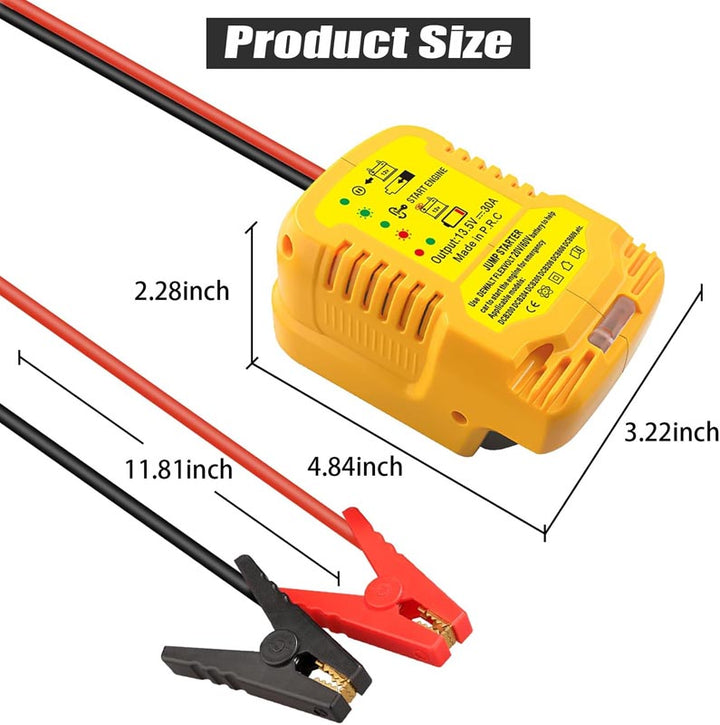 TPDL Jump Starter Power Bank Adapter For DeWalt 20V Battery, Compatible With Motorcycle, Car, SUV, 12V Portable Battery Booster