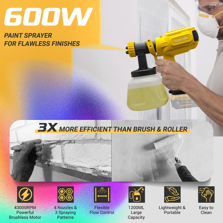 600W DEWALT 20V Battery Cordless Paint Sprayer HVLP | Powuse
