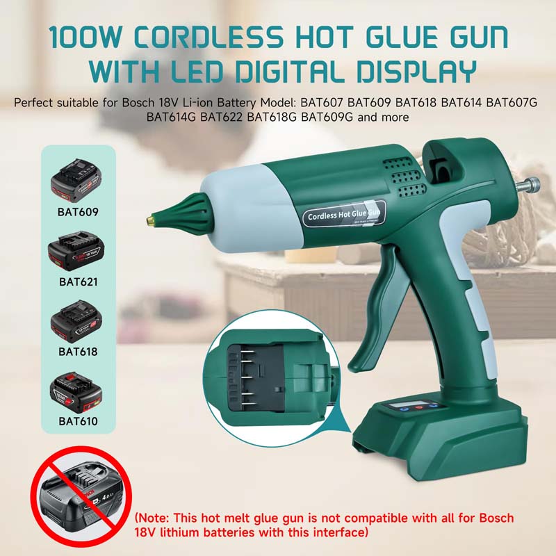 100W Cordless Hot Melt Glue Gun with 10 Glue Sticks Repair DIY
