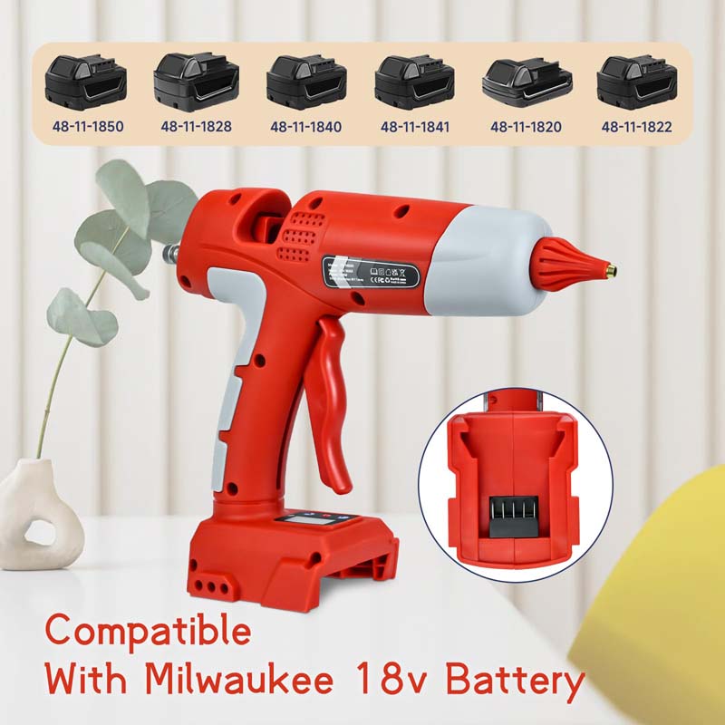 Cordless Hot Glue Gun for Milwaukee 18V Battery Use 11mm Glue