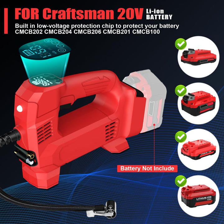150PSI Cordless Tire Inflator for Craftsman 20V Battery | Powuse