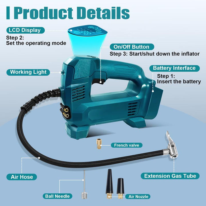 150PSI Cordless Tire Inflator for Makita 18V Battery | Powuse