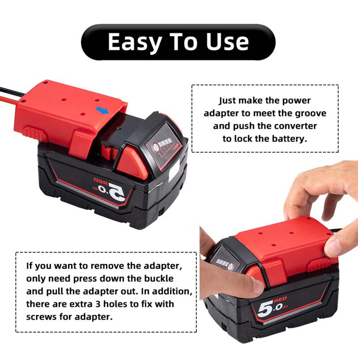 2-Pcak Upgraded Milwaukee 18V Battery Power Wheels Adapter | Powuse