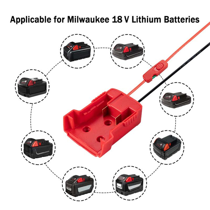 2-Pcak Upgraded Milwaukee 18V Battery Power Wheels Adapter | Powuse