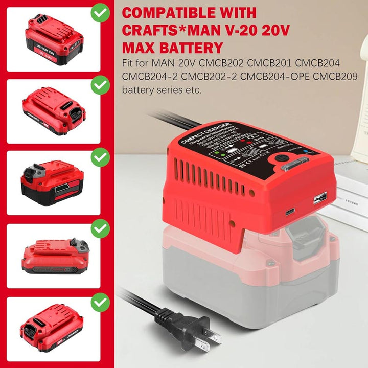 2-in-1 Craftsman Battery Charger & Power Source with USB Type-C | Powuse