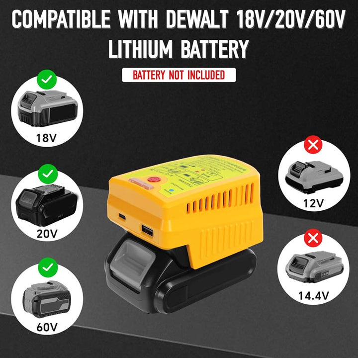 2-in-1 Dewalt Battery Charger & Power Source with USB Type-C | Powuse