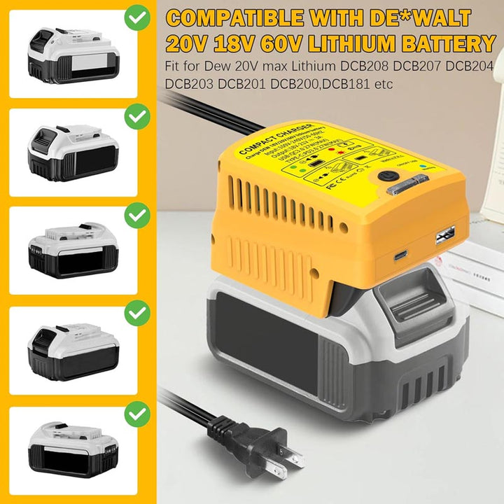 2-in-1 Dewalt Battery Charger & Power Source with USB Type-C | Powuse