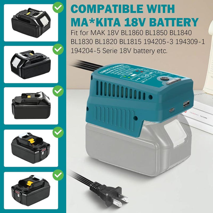 2-in-1 Makita Battery Charger & Power Source with USB Type-C | Powuse