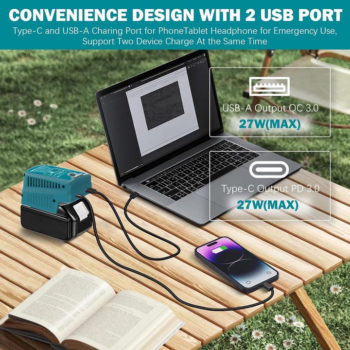 2-in-1 Makita Battery Charger & Power Source with USB Type-C | Powuse