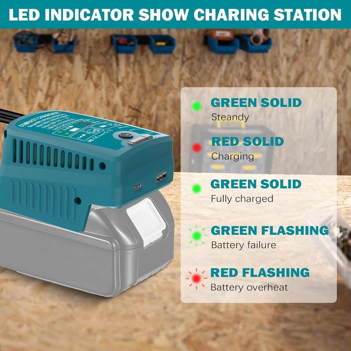 2-in-1 Makita Battery Charger & Power Source with USB Type-C | Powuse