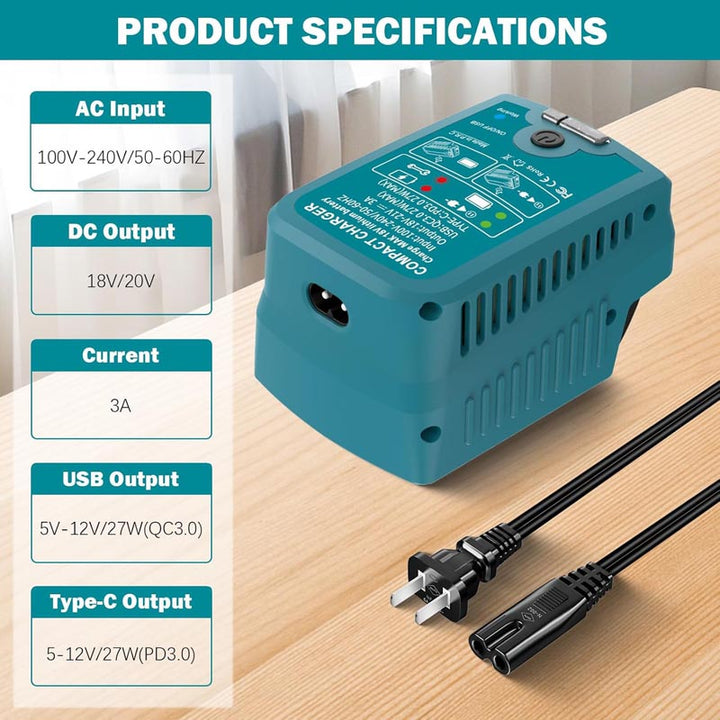 2-in-1 Makita Battery Charger & Power Source with USB Type-C | Powuse