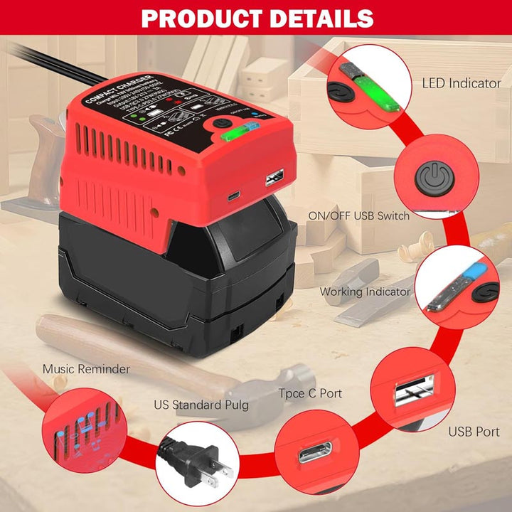 2-in-1 Milwaukee Battery Charger & Power Source with USB Type-C | Powuse