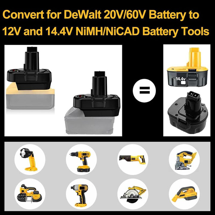 2-in-1 Milwaukee/DeWalt 20V to DeWalt 12V/14.4V Ni-MH Battery Adapter | Powuse