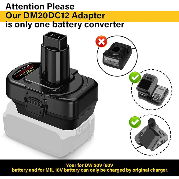 2-in-1 Milwaukee/DeWalt 20V to DeWalt 12V/14.4V Ni-MH Battery Adapter | Powuse