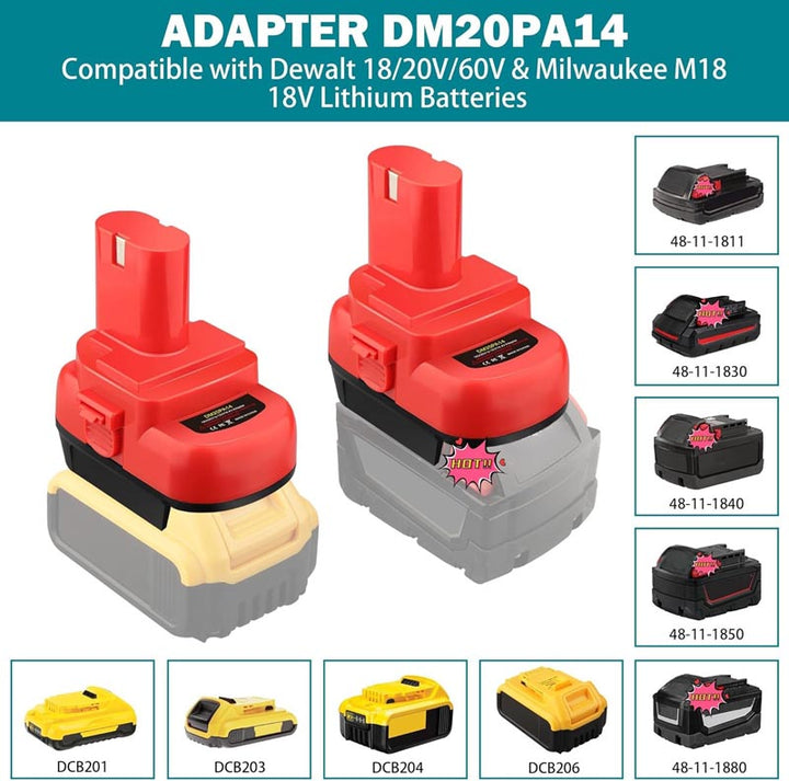 2-in-1 Milwaukee/DeWalt 20V to Makita 12V/14.4V Ni-MH Battery Adapter | Powuse