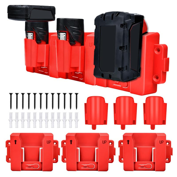 2-in-1 Milwaukee M12 & M18 battery holder wall mount rack | Powuse