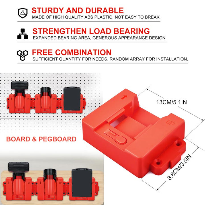 2-in-1 Milwaukee M12 & M18 battery holder wall mount rack | Powuse