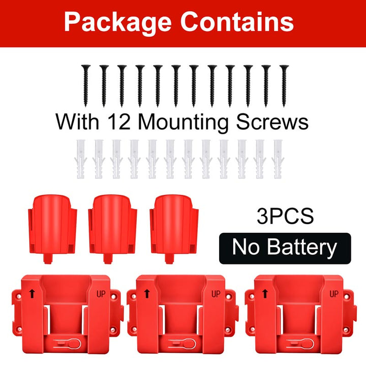 2-in-1 Milwaukee M12 & M18 battery holder wall mount rack | Powuse