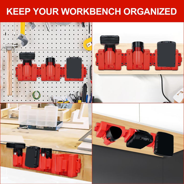 2-in-1 Milwaukee M12 & M18 battery holder wall mount rack | Powuse