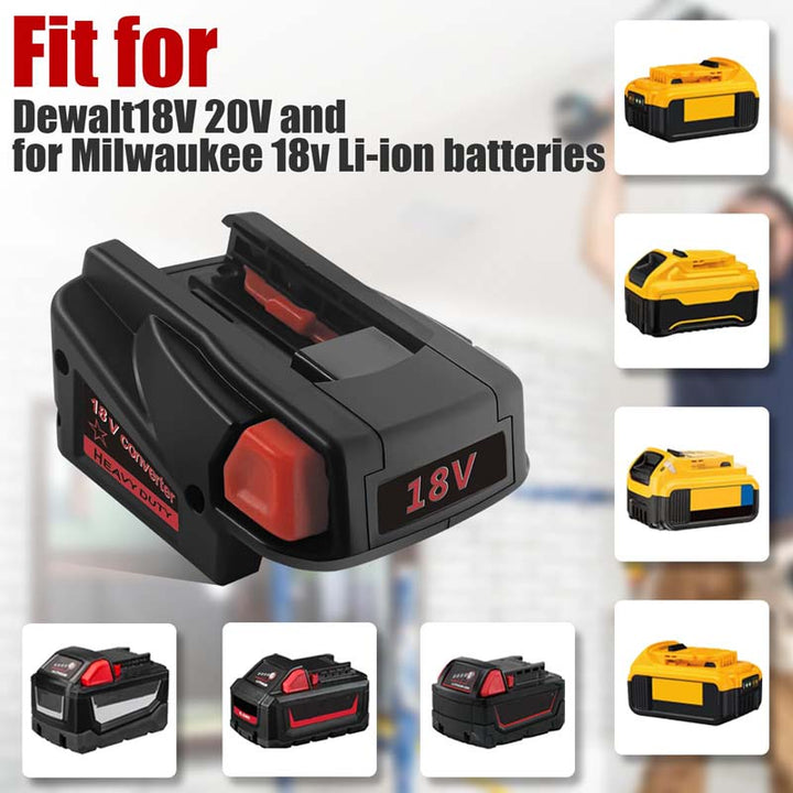 2-in-1 DeWalt 20V/Milwaukee M18 to Milwaukee V18 Battery Adapter | Powuse