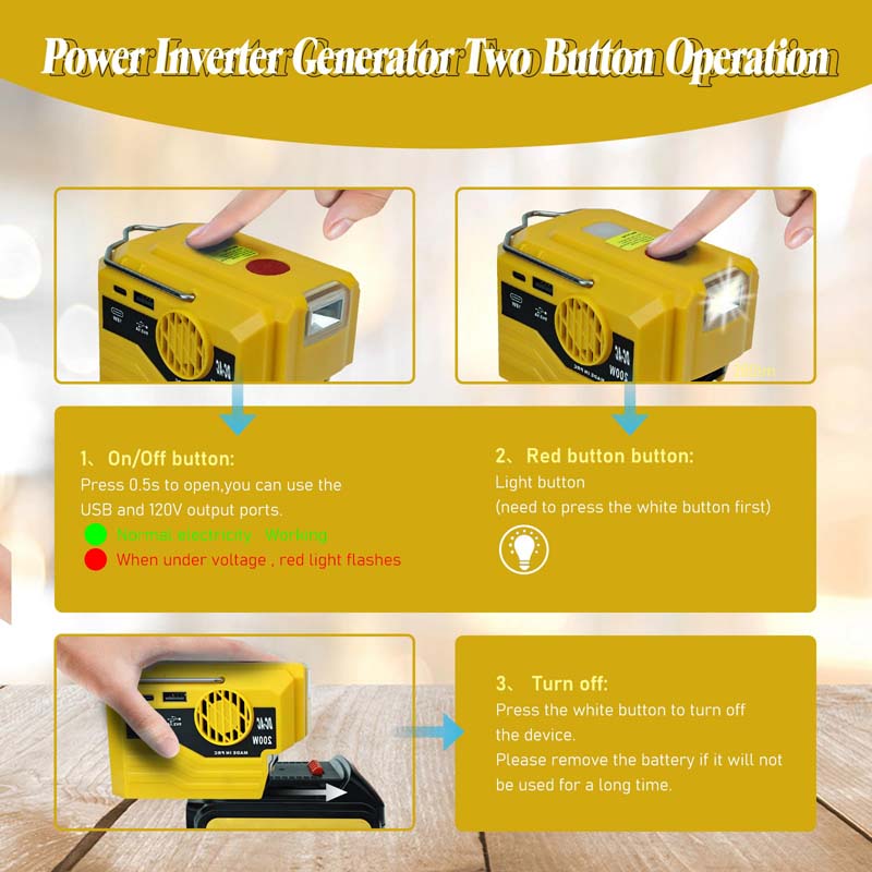 200W AC 120V 230V Dewalt 18V Battery Powered Inverter Powuse