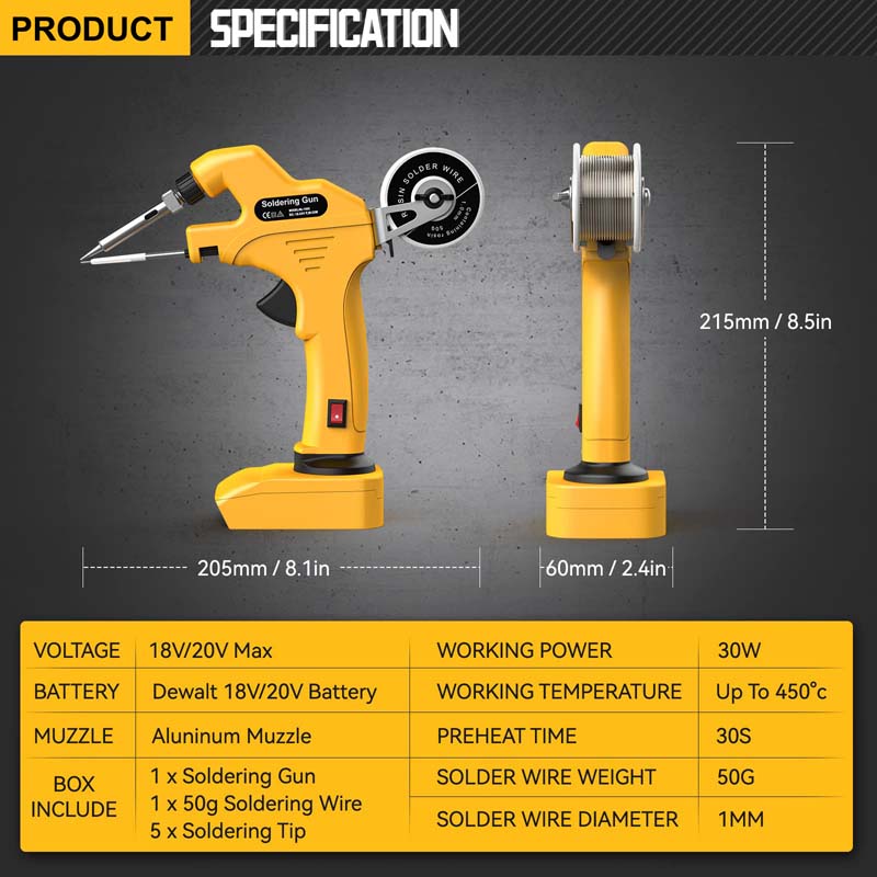 30W Lead Free Cordless Soldering Gun Powered by Black+Decker Battery -  Powuse