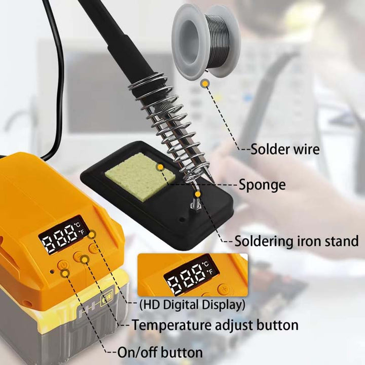 60W Cordless Soldering Iron Station for Dewalt XR 20V Battery | Powuse