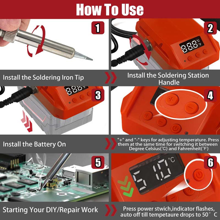 60W Cordless Soldering Iron Station for Milwaukee M18 18V Battery | Powuse