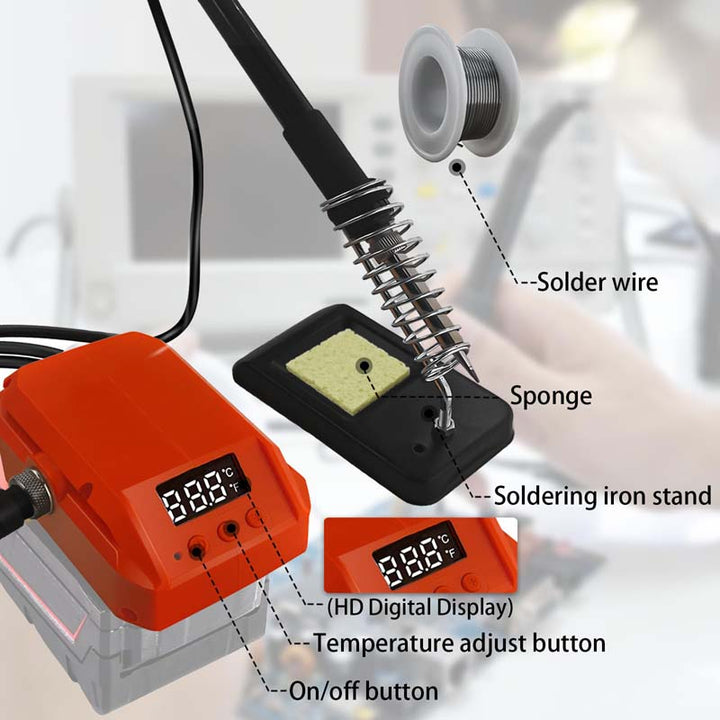 60W Cordless Soldering Iron Station for Milwaukee M18 18V Battery | Powuse