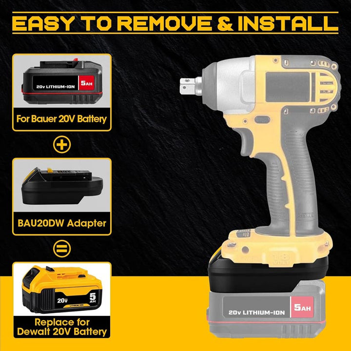 Bauer 20V to DeWalt 20V Battery Adapter | Powuse
