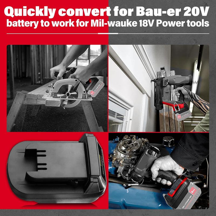 Bauer 20V to Milwaukee 18V Battery Adapter | Powuse