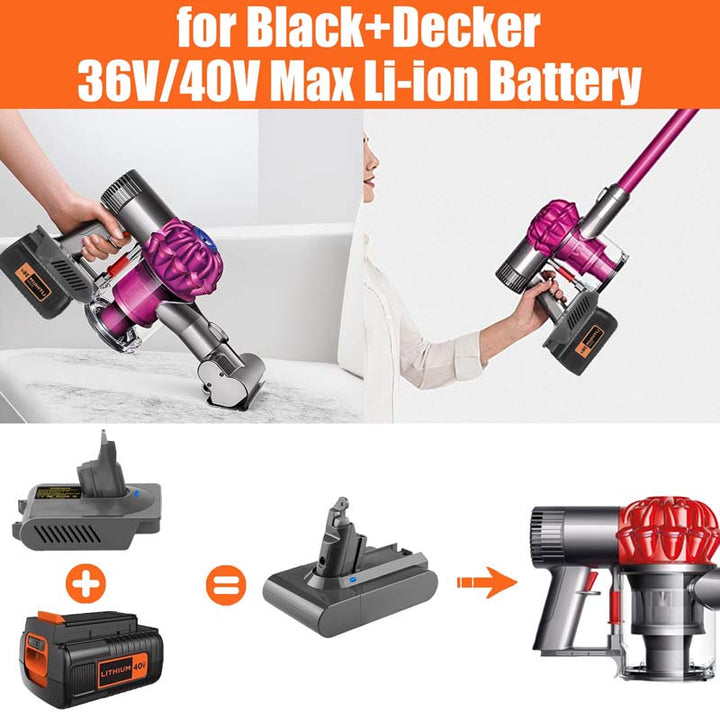 Black+Decker 36V/40V to Dyson V6 Battery Adapter | Powuse