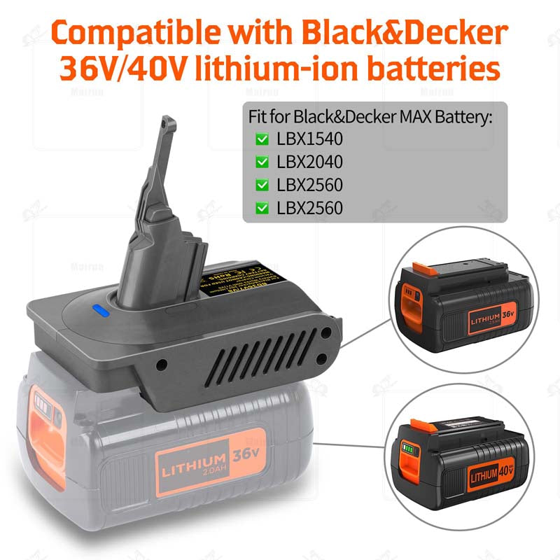 2-in-1 Black+Decker 36V to Dyson V7/V8 Battery Adapter - Powuse
