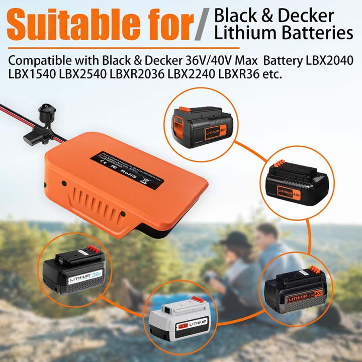 Black+Decker 40V Battery Power Wheels Adapter with Switch & Fuse | Powuse