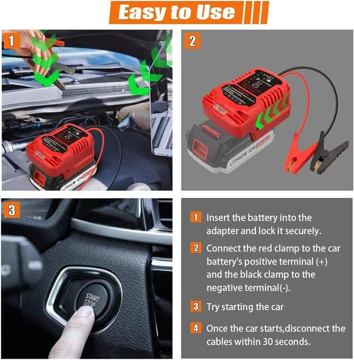 Black and Decker 20V Battery Jump Starter Adapter for 12V Cars | Powuse