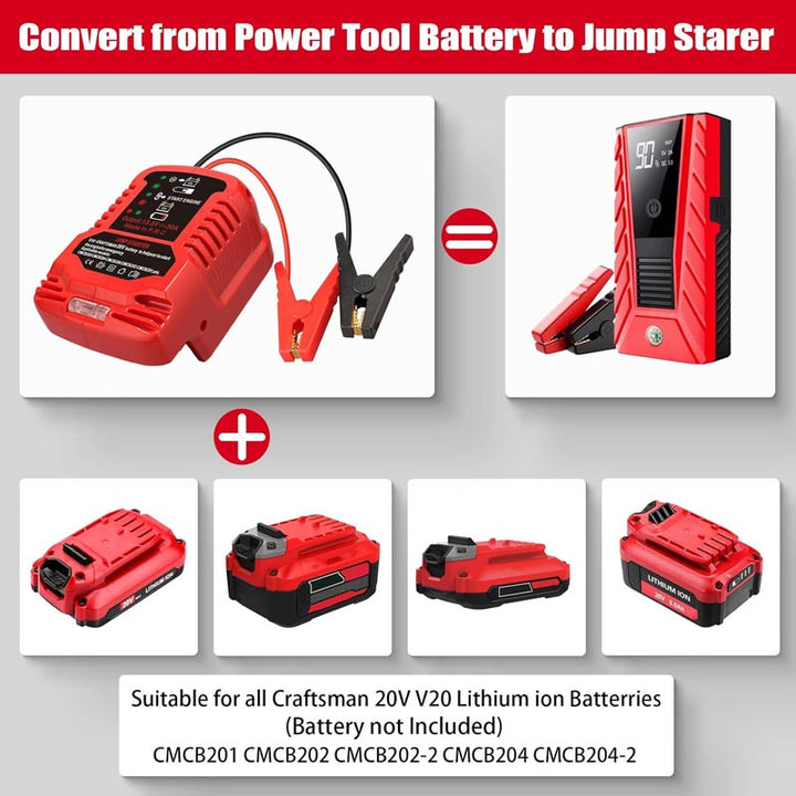Craftsman 20V Battery Jump Starter Adapter for 12V Cars | Powuse