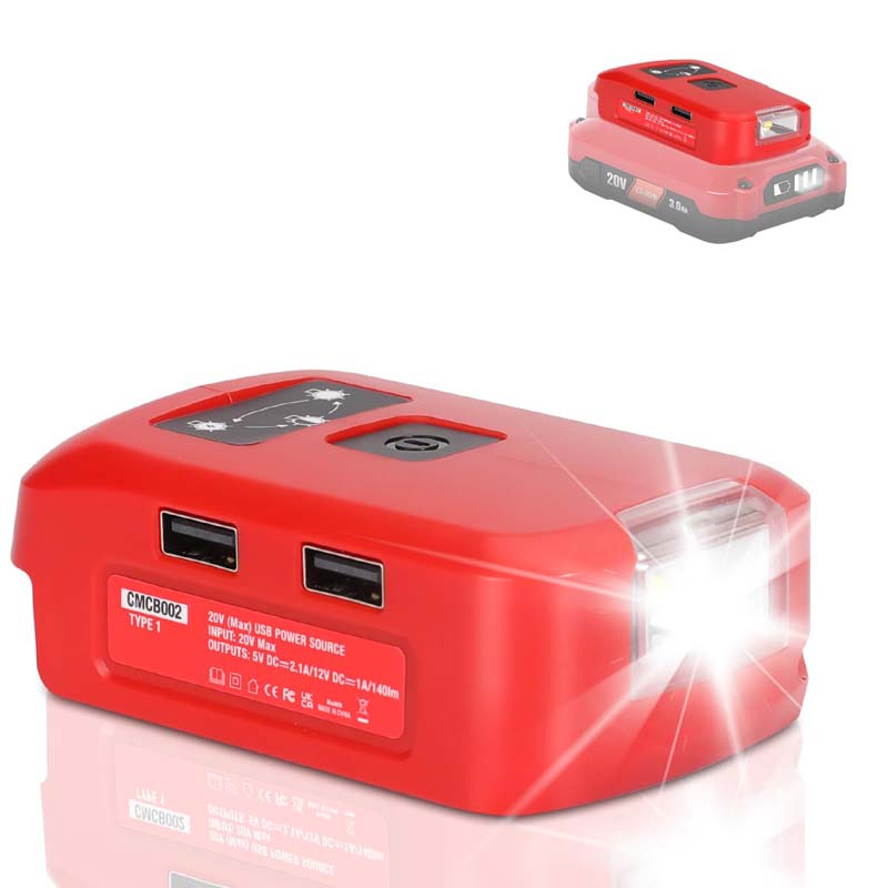 Craftsman 20V Battery Power Source USB Charger Adapter w LED Light